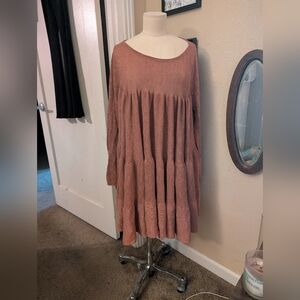 Free People Long Sleeve Dress in Rust
